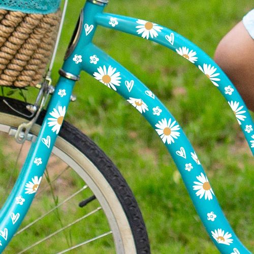Autocollant Fleur De Marguerite Pour La Décoration De Cadre De Vélo De Fille