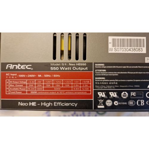 Alimentation pour PC ou serveur ANTEC NEO HE 550