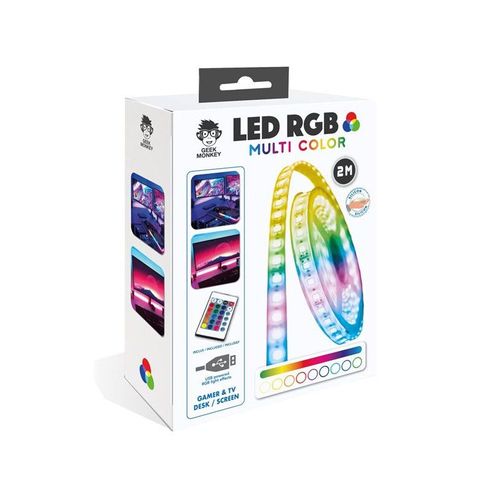 Ruban Led Rgb Geek Monkeys 2 M + Télécommande Et Usb