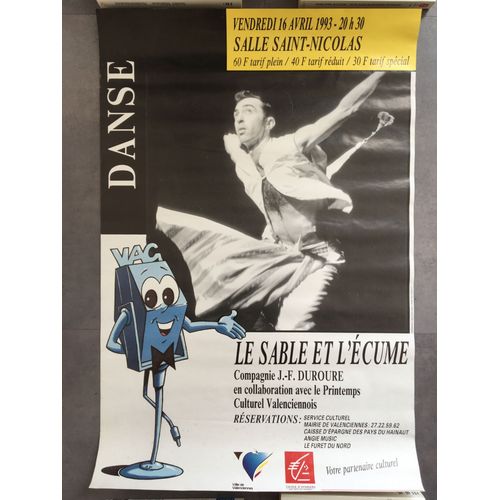 Affiche Originale 40x60 Cm Spectacle Danse "Le Sable Et L'écume" - Cie Jean-François Duroure