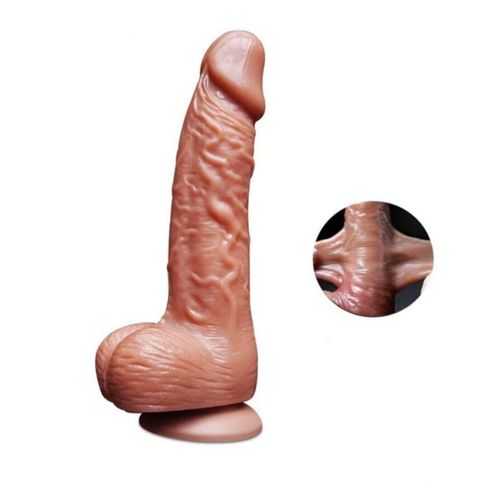 Gros Gode Pénis Peau Beige Monstrueux Réaliste Avec Vaines Jouets Sexuels Anal