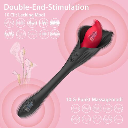 Kalanka-Vibromasseur Point G Pour Femme - Vibromasseur Lapin 2 En 1 Avec 10 Modes De Vibration - Bâton De Massage Du Clitoris - Stimulateur Érotique - Vibrateur Anal - Gode Léchant Des Fleurs - Jouet