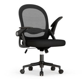 Chaise De Bureau | Fauteuil Avec Housse En Maille Respirante | Ergonomique | Accoudoirs Rabattables & Réglable En Hauteur | Noir