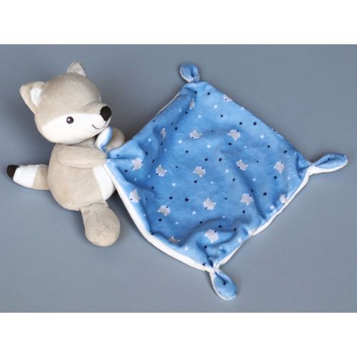 Doudou Renard Gris Beige Mouchoir Bleu Blanc Simba Toys