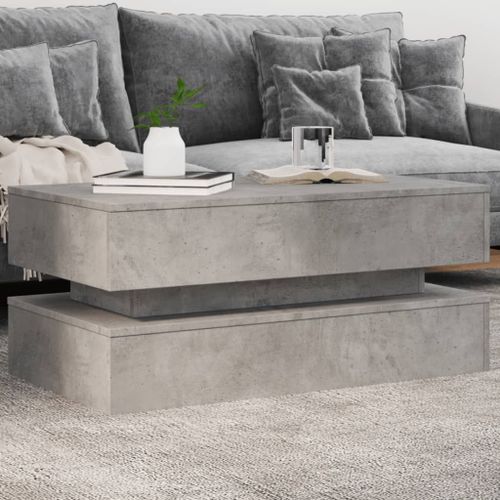 vidaXL Table basse avec lumières LED gris béton 90x50x40 cm