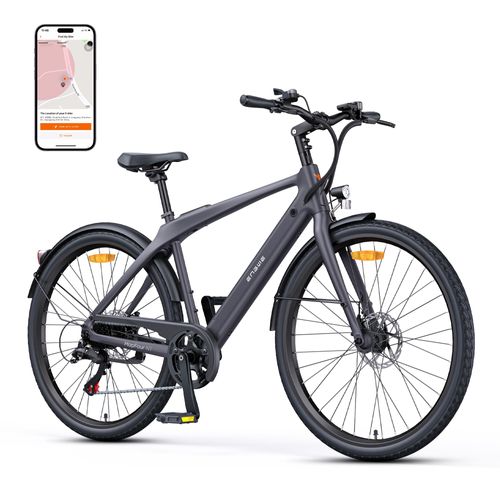 Vélo Électrique Engwe N1 Air - Autonomie 100km - Batterie 36v13ah - Moteur 250w - Pneus 700*38c - Cadre En Fibre De Carbone,Transmission À 7 Vitesses Avec App Et Bluetooth, Gris
