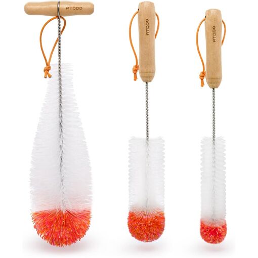 Rieoany Goupillon Bouteille Lot De 4, Brosse Biberon, Goupillon Gourde, Brosse Bouteille Longue, Pour Thermos, Paille, Carafe, Blender