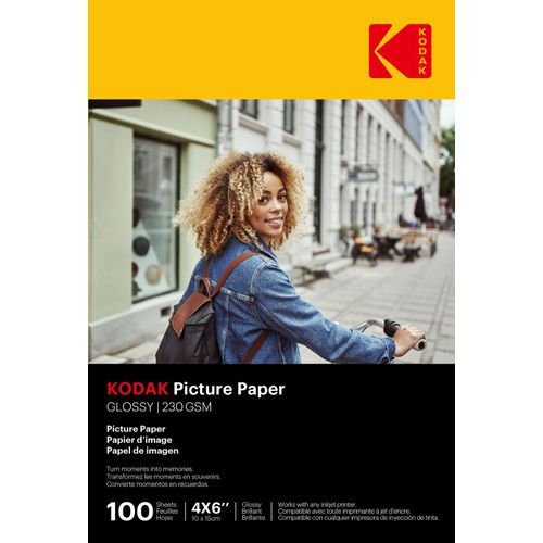 KODAK - 100 feuilles de papier photo 230g/m², brillant, Format A6 (10x15cm), Impression Jet d'encre - 9891095--