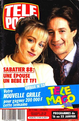 Télé Poche N°1144 (Programme Du 16 Au 22janvier 1988) Patrick Sabatier : Une Épouse Un Bébé Et Tf1