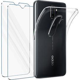 Coque Tpu Transparente Ultra-Fine + 2 Protège-Écrans Verre Trempé 9h Pour Oppo A5 (2020) / A9 (2020) 6,5"" ¿ Antichoc, Anti-Jaunissement, Découpes Précises, Compatible Recharge Sans Fil