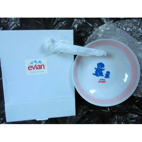 Assiette Pour Bébé " Evian " Avec Petite Cuillère