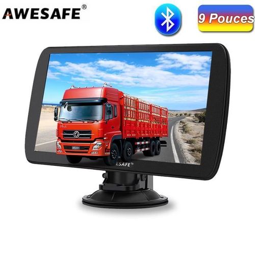 Gps Poids Lourds Awesafe 9'' Écran Tactile Bluetooth 48 Cartes Nationales Gratuites
