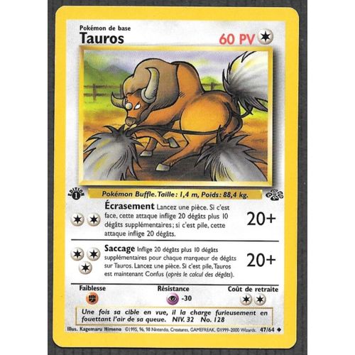 Carte Pokémon Tauros 47/64 [Premiere Edition 1] - Jungle Wizards (Fr)