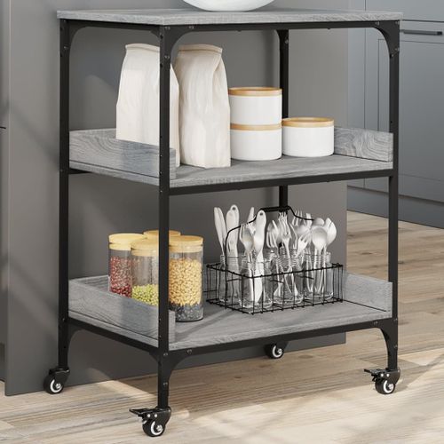 vidaXL Chariot de cuisine sonoma gris 60x41x80,5 cm bois d'ingénierie
