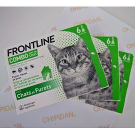 Frontline Combo Chat - Anti Puces, Tiques & Poux Broyeurs - Contre Larves & ?Ufs De Puces - Elimine & Tue - Protège L'animal & L'habitat1 - Fabriqué En France - 3* 6 Pipettes