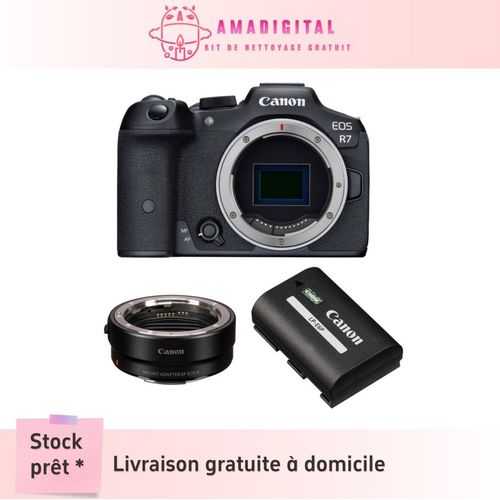 Canon EOS R7 32.5 mpix + Adaptateur de monture EF-EOS R + Batterie LP-E6P