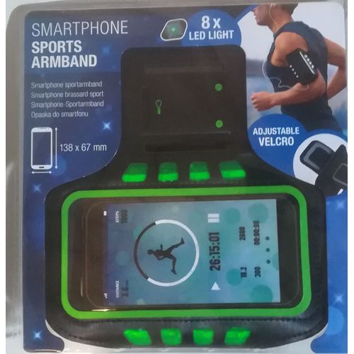 Brassard De Sport Pour Smartphone Avec 8 Led Et Compartiment De Rangement Pour Une Clé