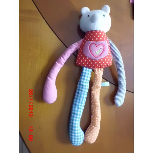 Doudou Ours Blanc Et Tissu Multicolore Hema