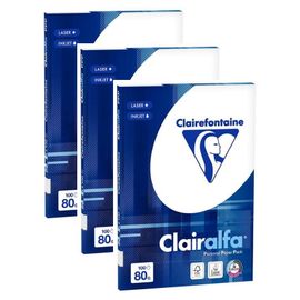 Clairalfa Lot De 3 Ramettes 100 Feuilles Papier 80g A4 210x297 Mm Certifié Fsc Blanc