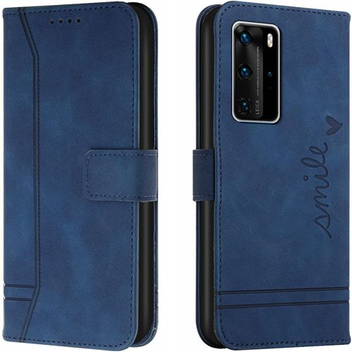 Coque Pour Huawei P40 Pro, Etui Cuir Avec Magnetique, Flip Pochette Housse Pour Huawei P40 Pro Protection, Bleu
