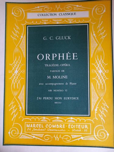 J'ai Perdu Mon Eurydice Mezzo Orphée Gluck . Acc Piano