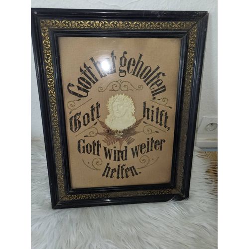 Tableau Religieux Ancien "Gott Hatte Geholfen "