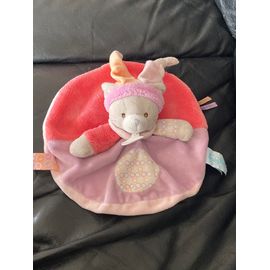 DOUDOU PLAT CHAT BABY NAT NINA ET NINO ROSE CERCLE 22 CM