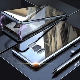 Coque Magnétique 360° Pour Samsung Galaxy S8 ¿ Cadre Métal & Verre Trempé Avant/Arrière, Slim Ultra-Légère, Compatible Charge Sans Fil ¿ Noir