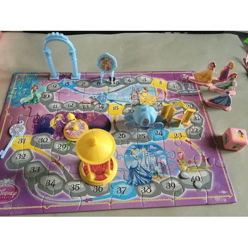 Jeu disney princesses 2 en 1/ puzzle princesses + jeu de l'oie version princesse