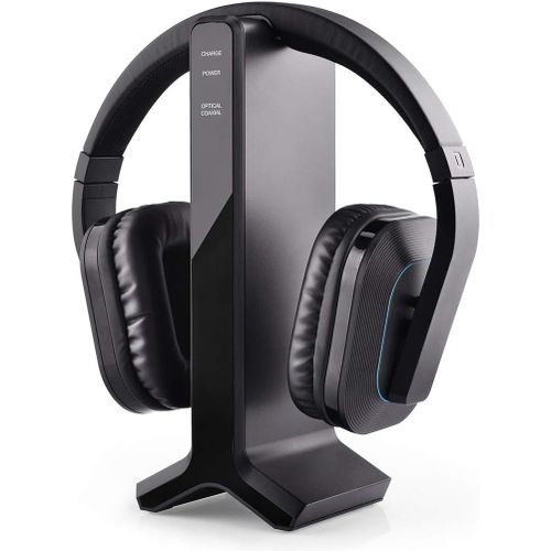SUBZONAL-HT280 Casque sans Fil TV avec Station de Charge Emetteur RF 2.4G, Prise Optique numérique, Casque à Volume élevé Idéal pour Personnes âgées et malentendants, portée de 30m sans Latence