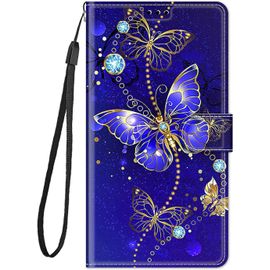 Coque Cuir Pour Xiaomi Redmi Note 8 (2019/2021) Etui A Rabat Motif Dessin Pour Filles Femmes, Portefeuille Housse Avec Case 360 Degres Silicone Antichoc Protection Cover Cuir - Papillon Violet