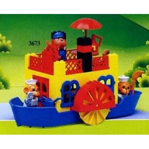 LEGO Fabuland Vintage 3673 Steamboat Bateau à Vapeur avec 3 Figurines