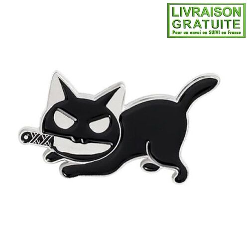 Pin's Pins Métal Chat Noir Avec Un Couteau Black Killer Cat (Réf 4)