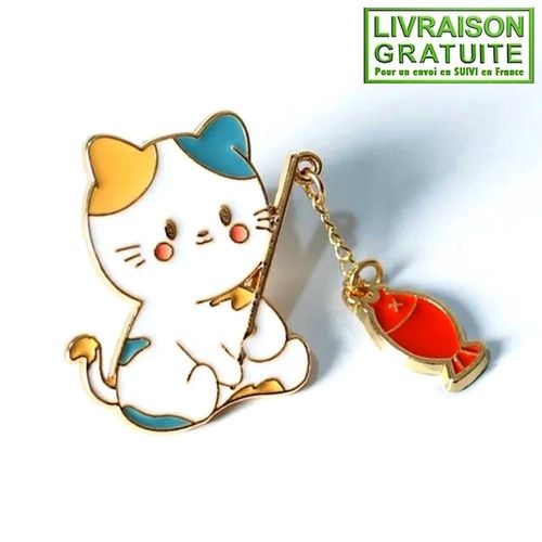 Pin'S Pins Petit Chat À La Pêche (Réf 1)