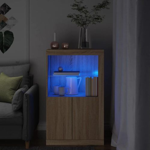 Vidaxl Armoire Latérale Avec Lumières Led Chêne Sonoma