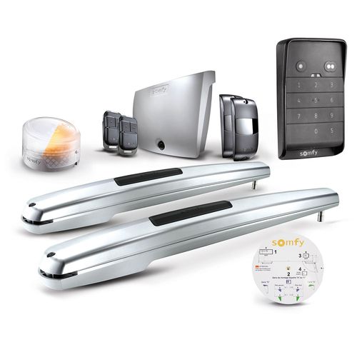 Motorisation de portail battant à vérin Exavia Star - Pour vantaux hauteur max 2 m et largeur 2.5 m - Avec 1 clavier à code 2 RTS, 2 télécommandes Keypop, et 1 feu clignotant
