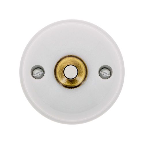 Fontini - Interrupteur bouton poussoir arrondi Garby blanc 10A Ø64,5 mm  - Blanc
