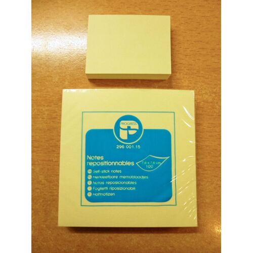 Lot De 2 Blocs Notes Repositionnables/Post-Its  Progress  76 X 76 Mm / 38 X 51 Mm