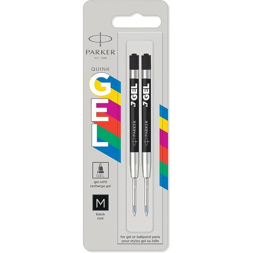 Parker Recharge Quink Gel Eco, Tracé: M, Blister De 2, Noir