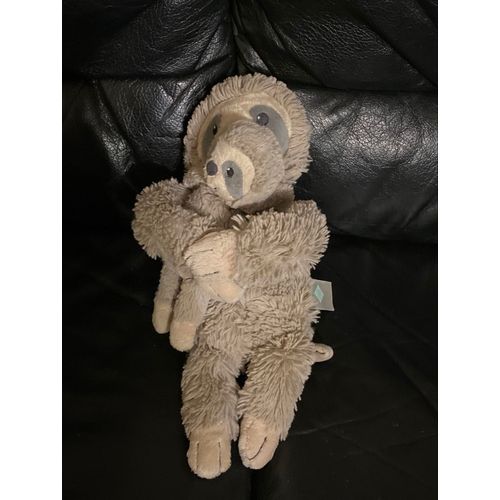 Doudou Peluche Paresseux + Bébé Beige Musical Carrefour