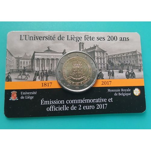 Belgique, 2 Euros 2017, Université De Liège, En Coincard