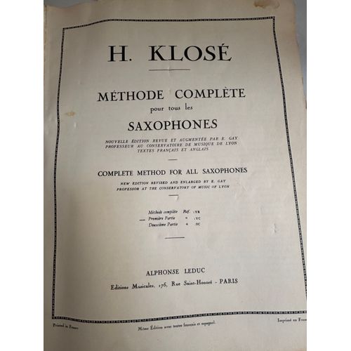 Méthode Complète Pour Tous Les Saxophones Première Partie H. Klosé