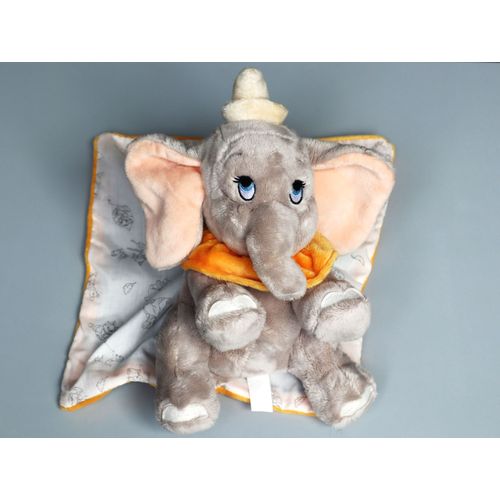 Doudou éléphant Dumbo gris couverture orange Disney