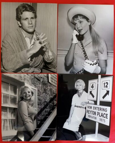 Rare Lot 8 Photos 25x20 Série Tv "Peyton Place" (1964) Ryan O'neal - Mia Farrow