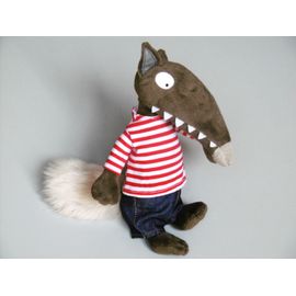 Doudou Loup Marron Pantalon Pull Rayé Rouge Blanc Auzou