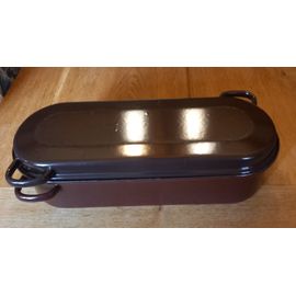 Poissonnière Saumonière Vintage En Acier Émaillé Marron - 51cm De Long ,21cm De Large ,16 Cm De Haut Pour Les Dimensions À L'extérieur