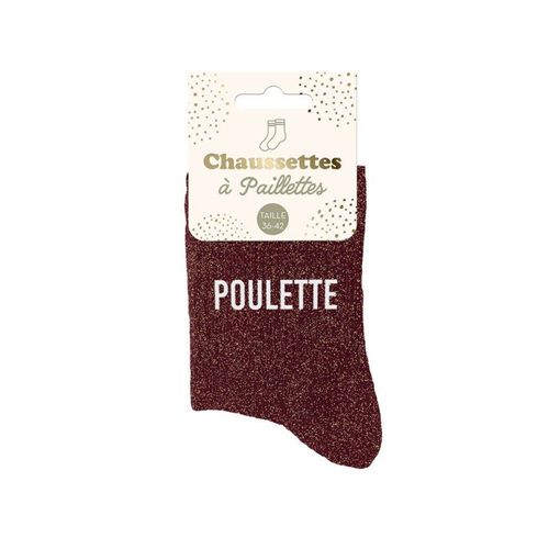 Chaussettes marrons à paillettes "poulette"