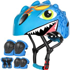 Lot De 7 Casque Velo Enfant - Aucune - Dessin Animé Casque Trotinette Pour Scooter, Tricycle Et Skateboard, Taille Réglable - Bleu Set