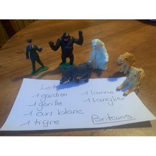 Lot De 5 Animaux Et 1 Gardien De Zoo Marque Britains-Britains