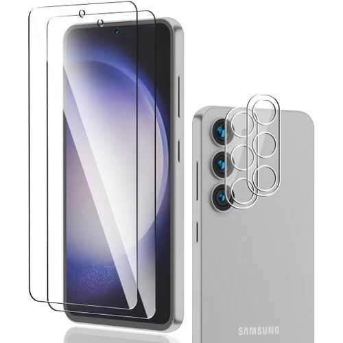 Verre Trempé Pour Samsung Galaxy S23 Fe,Protection Décran 2 Pièces Et Galaxy S23 Fe Caméra Arrière Protecteur 2 Pièces 9h Dureté,Sans Bulles Pour Galaxy S23 Fe Protection Décran
